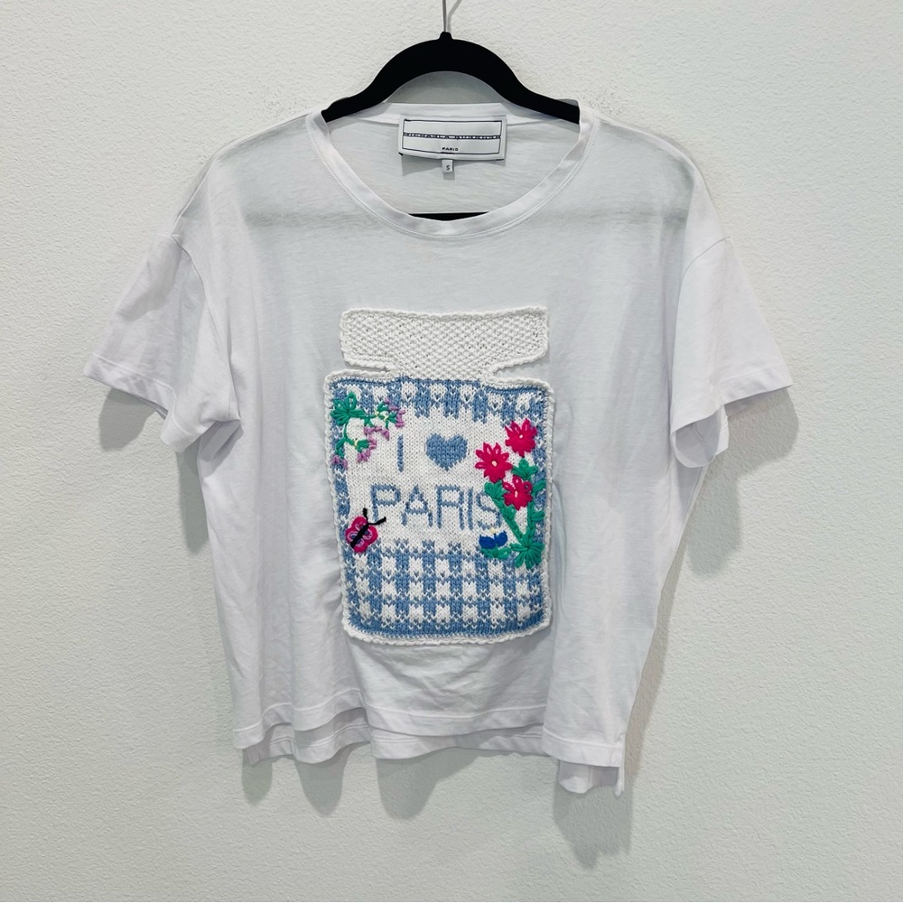 Michaela buerger I love Paris embroidery small white t-shirt short sleeve preppy